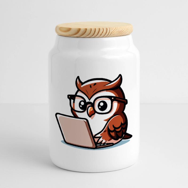 Wise Web Owl: The Knowledge Navigator Cookie Jar with Wooden Lid