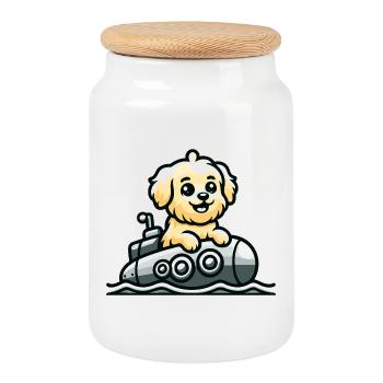 Adventure Pup: The Nautical Explorer - Cookie Jar with Wooden Lid - white - Front