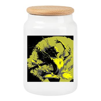 Neoexpressionistischer Tanz voller Farben - Keksdose mit Holzdeckel - Weiß - Vorne