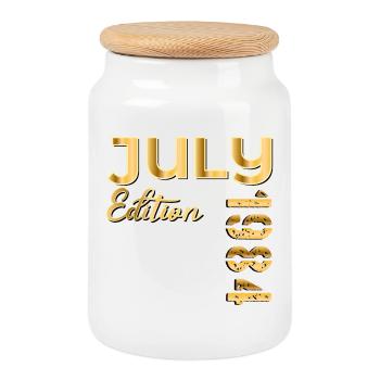 42nd BIRTHDAY JULY 1984 - Cookie Jar with Wooden Lid - white - Front