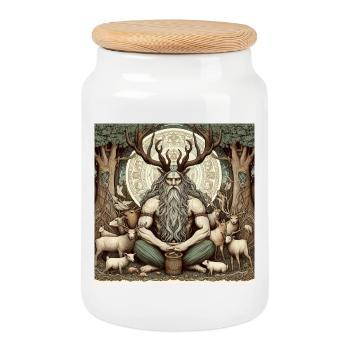 Cernunnos, dieu celte - Boîte à biscuits avec couvercle en bois - blanc - Devant