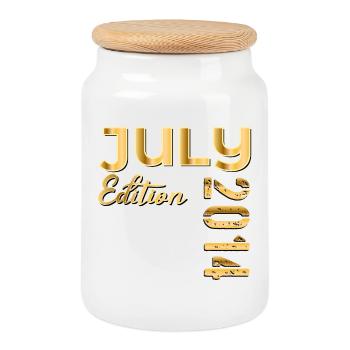 12th Birthday July 2014 - Cookie Jar with Wooden Lid - white - Front