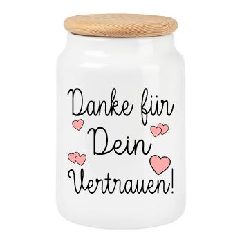 DANKE FÜR DEIN VERTRAUEN - Keksdose mit Holzdeckel - Weiß - Vorne