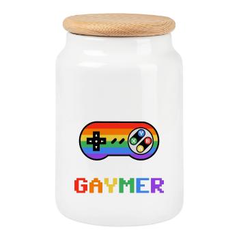 Pride-Gaming Controller Motiv - Keksdose mit Holzdeckel - Weiß - Vorne
