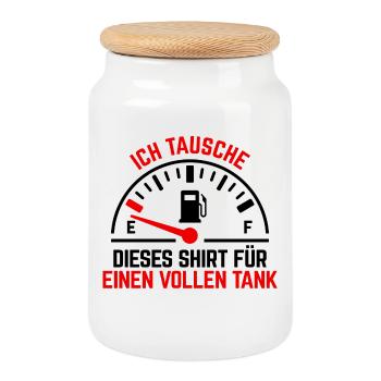 Gas Station Gasoline Statement Refueling Electricity Energy - Cookie Jar with Wooden Lid - white - Front