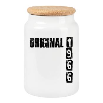 Vintage 1966 - Keksdose mit Holzdeckel - Weiß - Vorne