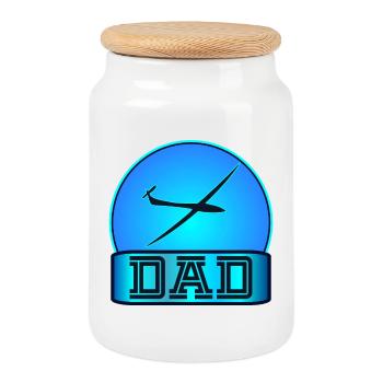 Glider Dad - Cookie Jar with Wooden Lid - white - Front