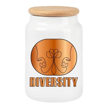VISAGE AU TRAIT - DIVERSITÉ DES COUPLES - Boîte à biscuits avec couvercle en bois - blanc - Devant