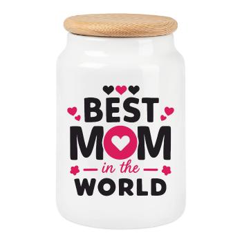 Beste Mama der Welt - Keksdose mit Holzdeckel - Weiß - Vorne