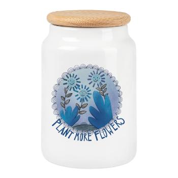 Plant More Flowers - Keksdose mit Holzdeckel - Weiß - Vorne