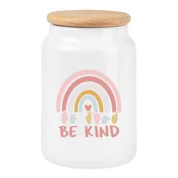 Be Kind ASL III - Amerikanische Gebärdensprache - Keksdose mit Holzdeckel - Weiß - Vorne