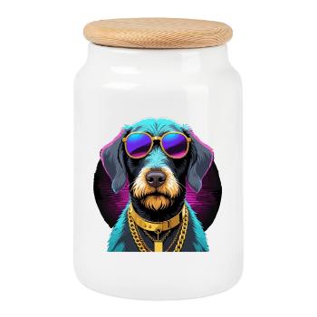 Deutsch Drahthaar Gangsta Gangster Hund Geschenk - Keksdose mit Holzdeckel - Weiß - Vorne