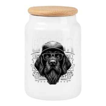Deutsch Drahthaar Gangsta Gangster Hund Brille Ges - Keksdose mit Holzdeckel - Weiß - Vorne