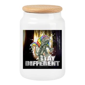 imperial unicorn - stay different - Keksdose mit Holzdeckel - Weiß - Vorne