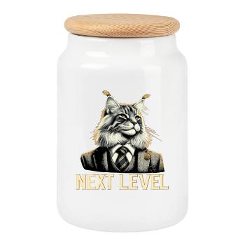 Maine Coon Cat Next Level Costume Cadeau de Succès - Boîte à biscuits avec couvercle en bois - blanc - Devant