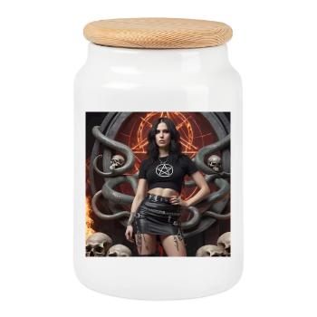 Heavy-Metal-Pose - Keksdose mit Holzdeckel - Weiß - Vorne