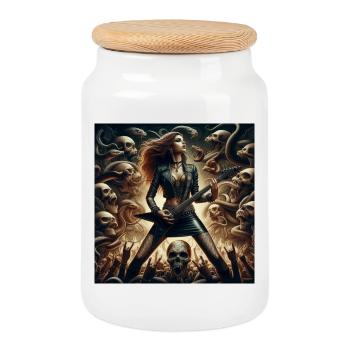 Heavy metal in eternity - Cookie Jar with Wooden Lid - white - Front