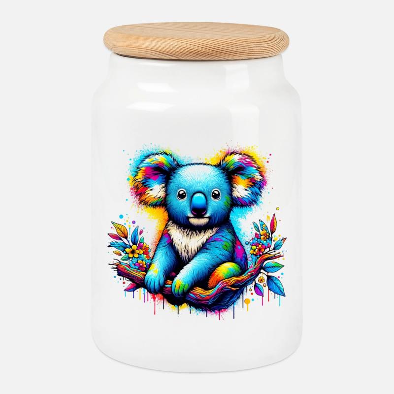 Koala - Keksdose mit Holzdeckel - Weiß