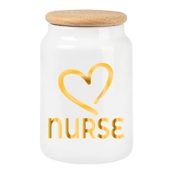 THANK YOU NURSE - Appreciation - Cookie Jar with Wooden Lid - white - Front