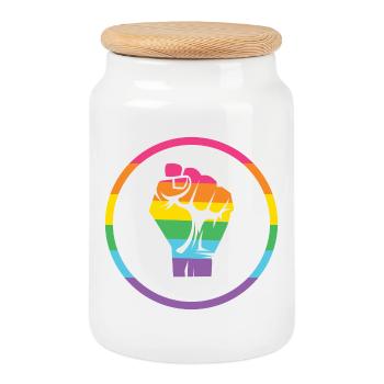 Mois de la fierté LGBTQ - Fierté ! - Boîte à biscuits avec couvercle en bois - blanc - Devant