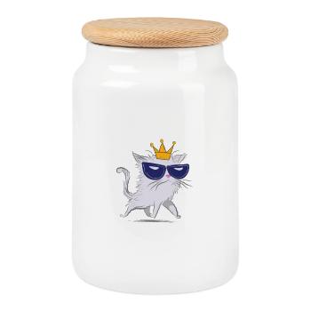 Chat asclépiade - Boîte à biscuits avec couvercle en bois - blanc - Devant