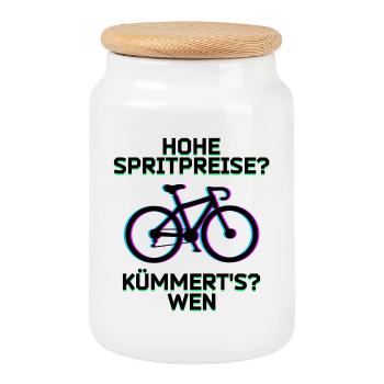 Refueling Bicycle Energy Statement Energy Storage - Cookie Jar with Wooden Lid - white - Front