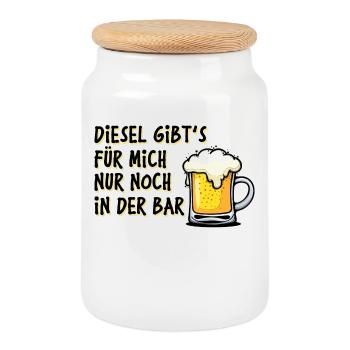 Energy Petrol Station Petrol Diesel Statement Refuelling - Cookie Jar with Wooden Lid - white - Front
