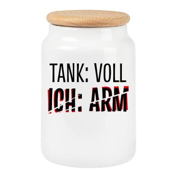 Car Funny Sayings Refueling Gas Station Petrol Pump - Cookie Jar with Wooden Lid - white - Front