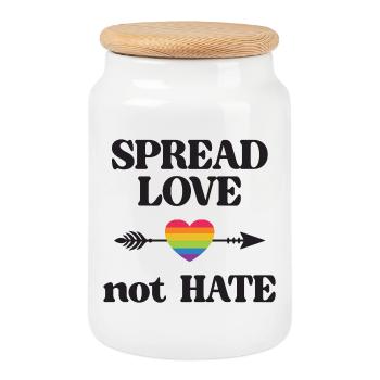 LGBT Pride Month - Spread Love Not Hate - Cookie Jar with Wooden Lid - white - Front