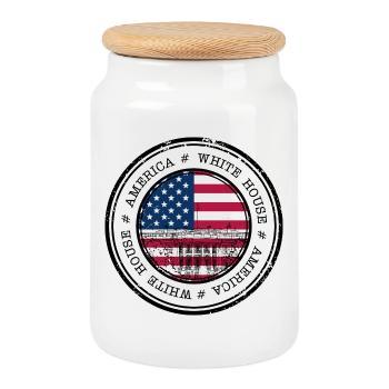 Drapeau Capitole Cercle - Boîte à biscuits avec couvercle en bois - blanc - Devant