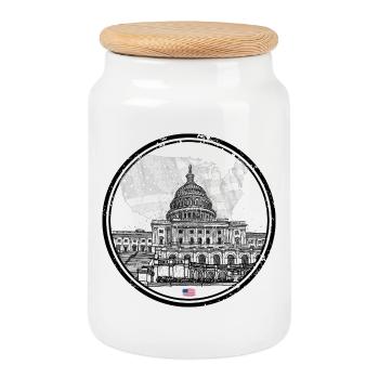 Carte patriotique du Capitole des États-Unis - Boîte à biscuits avec couvercle en bois - blanc - Devant