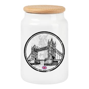 London Bridge - Cookie Jar with Wooden Lid - white - Front