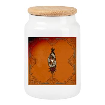 Merveilleuse représentation du soleil et de la lune - Boîte à biscuits avec couvercle en bois - blanc - Devant