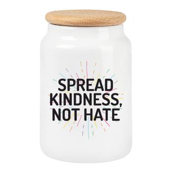 LGBT Pride Month - Spread Kindness Not Hate - Cookie Jar with Wooden Lid - white - Front