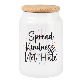 LGBT Pride Month - Spread Kindness Not Hate - Cookie Jar with Wooden Lid - white - Front