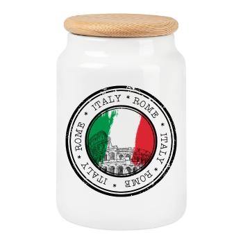 Colosseum Circle Italia Flag - Cookie Jar with Wooden Lid - white - Front