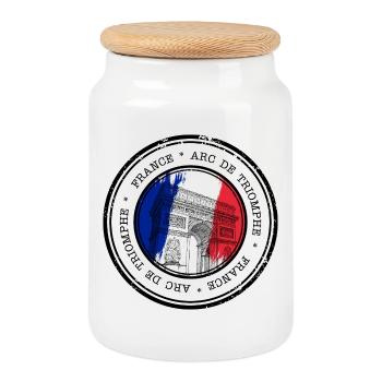 Arc de Paris Cercle Tricolore - Boîte à biscuits avec couvercle en bois - blanc - Devant