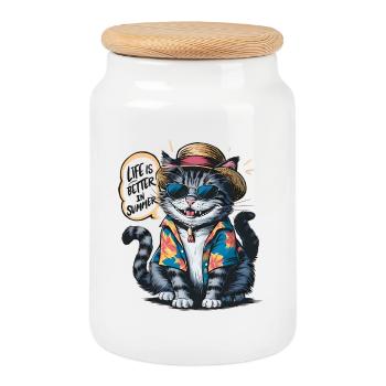 Cool with Tropical Hawaii-Style Clothing - Cookie Jar with Wooden Lid - white - Front