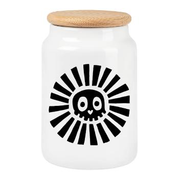 Black Sunny Skull - Cookie Jar with Wooden Lid - white - Front