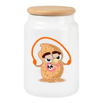 ARACHIDE - Corde à sauter Corde à sauter Fitness - Boîte à biscuits avec couvercle en bois - blanc - Devant