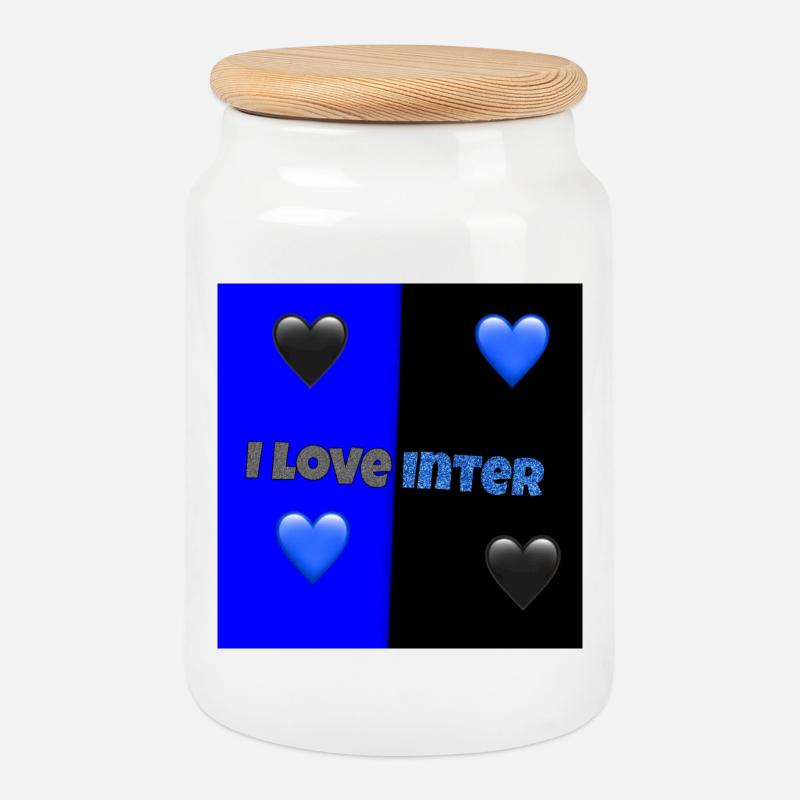 i love inter - Cookie Jar with Wooden Lid - white