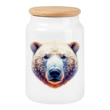Weißer Eisbär - Keksdose mit Holzdeckel - Weiß - Vorne