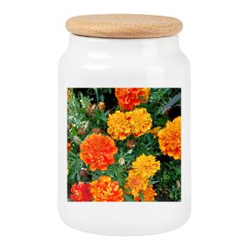Blooming Garden – Colourful Atmosphere - Cookie Jar with Wooden Lid - white - Front