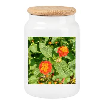 Blooming Garden – Colourful Atmosphere - Cookie Jar with Wooden Lid - white - Front