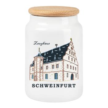 Schweinfurt, Dessin Zeughaus, Franconie, Bavière - Boîte à biscuits avec couvercle en bois - blanc - Devant