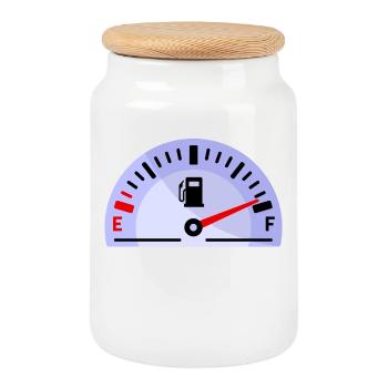 Gas Station Refueling Electric Energy Drive - Cookie Jar with Wooden Lid - white - Front