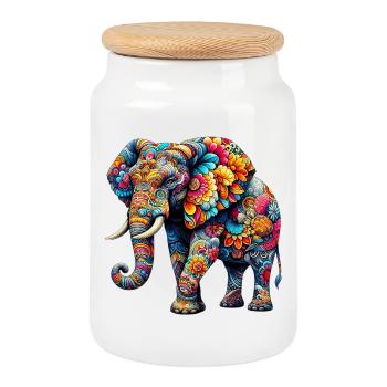 Elefant - Keksdose mit Holzdeckel - Weiß - Vorne