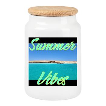 Sommer Vibes am Küstenmeer - Keksdose mit Holzdeckel - Weiß - Vorne