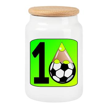 10 ans - 10e anniversaire Joueur de football Enfants - Boîte à biscuits avec couvercle en bois - blanc - Devant