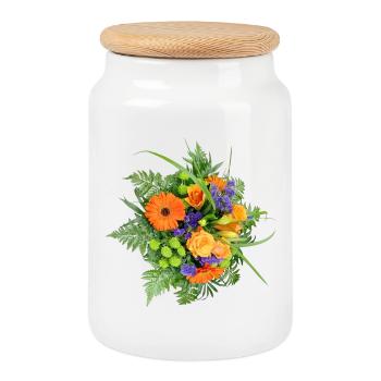 BOUQUET - Boîte à biscuits avec couvercle en bois - blanc - Devant
